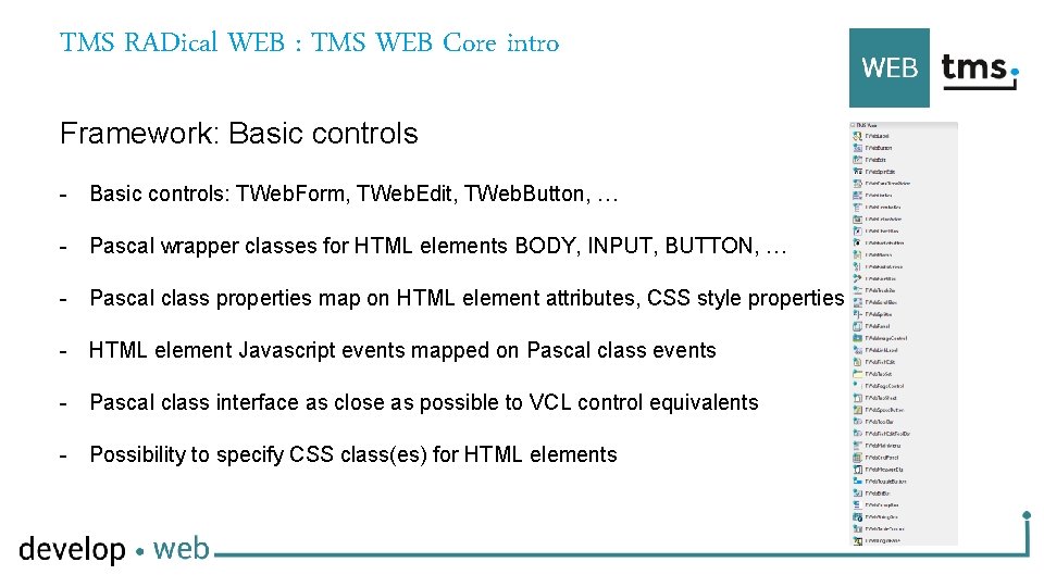 TMS RADical WEB : TMS WEB Core intro Framework: Basic controls - Basic controls: