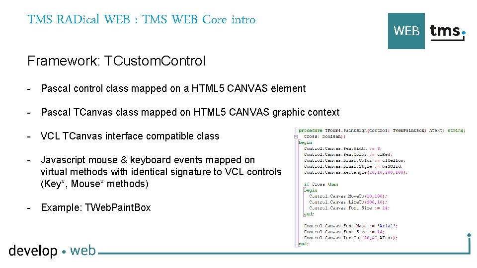 TMS RADical WEB : TMS WEB Core intro Framework: TCustom. Control - Pascal control