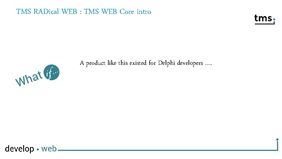 TMS RADical WEB : TMS WEB Core intro A product like this existed for
