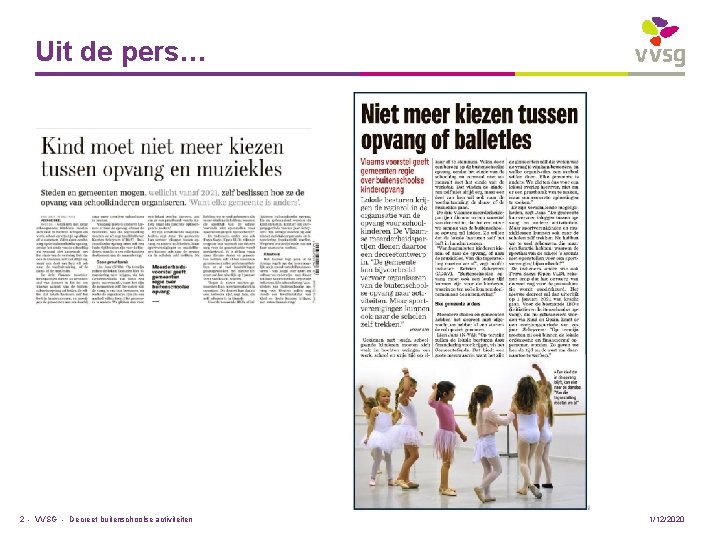 Uit de pers… 2 - VVSG - Decreet buitenschoolse activiteiten 1/12/2020 