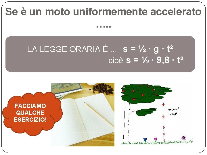 Se è un moto uniformemente accelerato …. . LA LEGGE ORARIA È … s