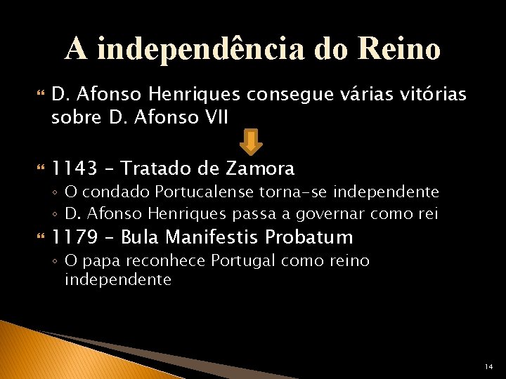 A independência do Reino D. Afonso Henriques consegue várias vitórias sobre D. Afonso VII