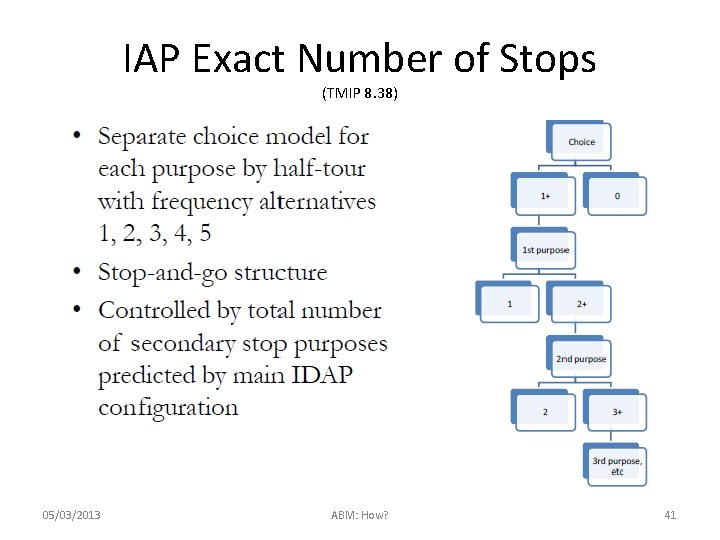 IAP Exact Number of Stops (TMIP 8. 38) 05/03/2013 ABM: How? 41 