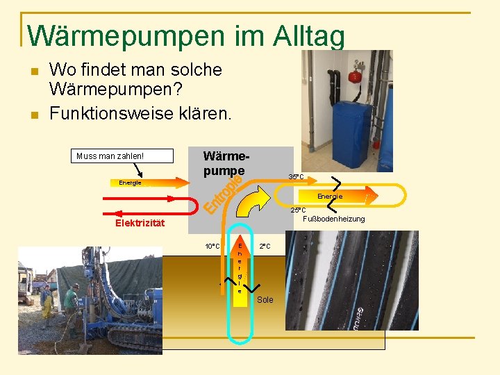 Wärmepumpen im Alltag n n Wo findet man solche Wärmepumpen? Funktionsweise klären. Muss man
