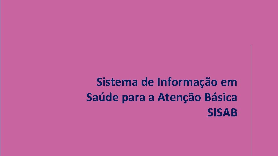 Sistema de Informação em Saúde para a Atenção Básica SISAB 