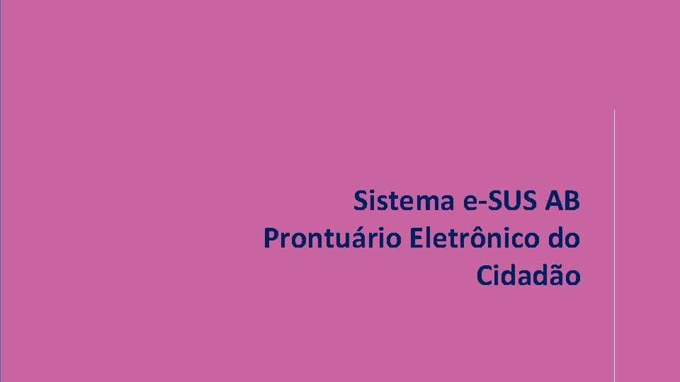 Sistema e-SUS AB Prontuário Eletrônico do Cidadão 