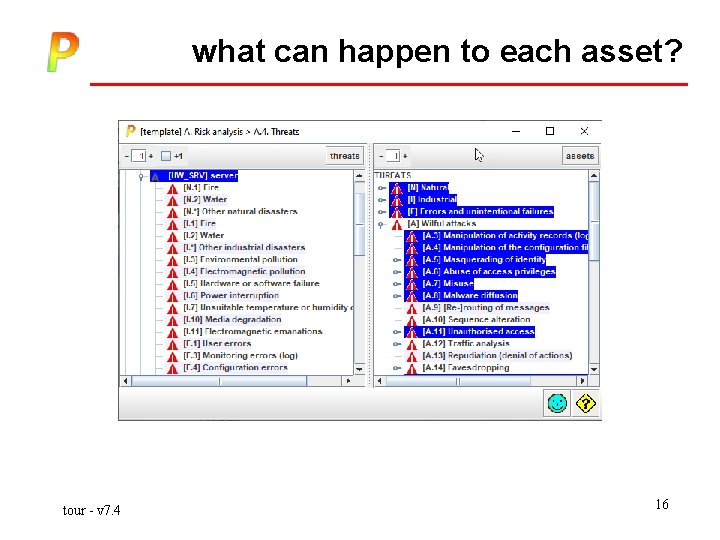 what can happen to each asset? tour - v 7. 4 16 