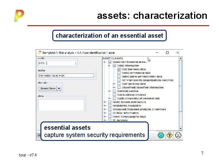 assets: characterization of an essential assets capture system security requirements tour - v 7.