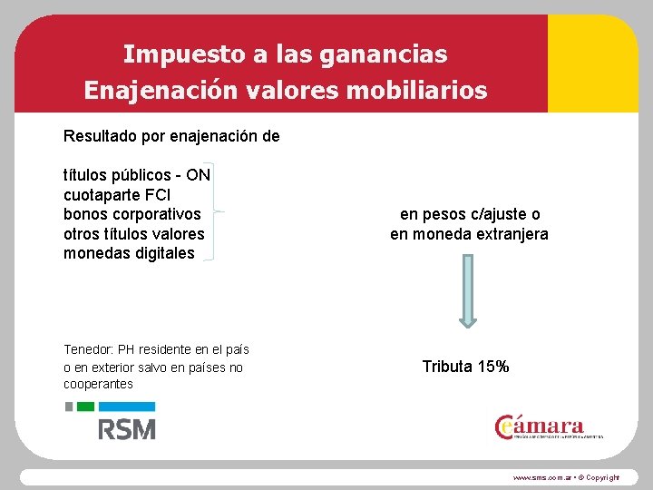 Impuesto a las ganancias Enajenación valores mobiliarios Resultado por enajenación de títulos públicos -