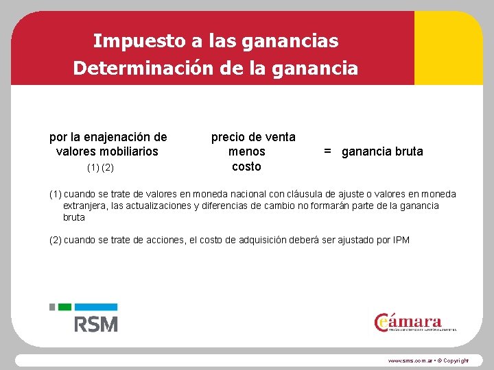 Impuesto a las ganancias Determinación de la ganancia por la enajenación de valores mobiliarios