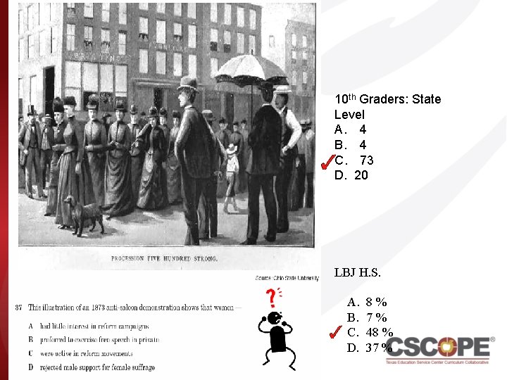 10 th Graders: State Level A. 4 B. 4 C. 73 D. 20 LBJ