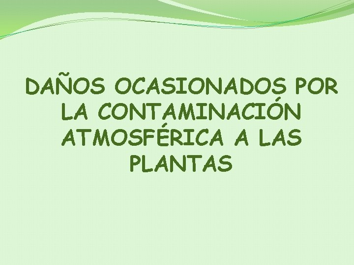 DAÑOS OCASIONADOS POR LA CONTAMINACIÓN ATMOSFÉRICA A LAS PLANTAS 