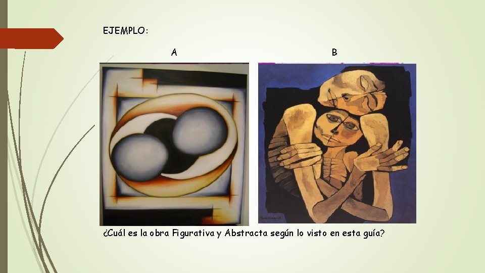 EJEMPLO: A B ¿Cuál es la obra Figurativa y Abstracta según lo visto en