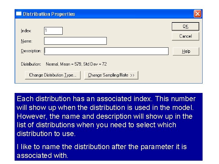 Each distribution has an associated index. This number will show up when the distribution