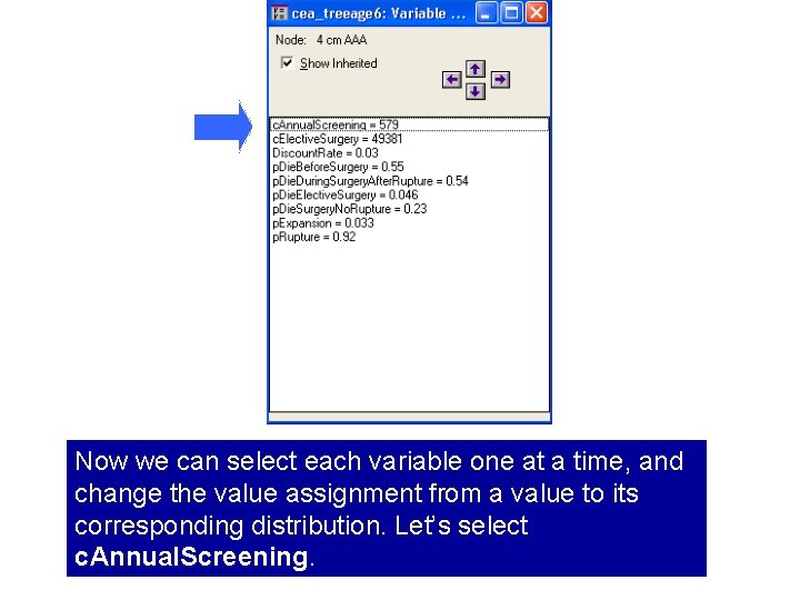 Now we can select each variable one at a time, and change the value