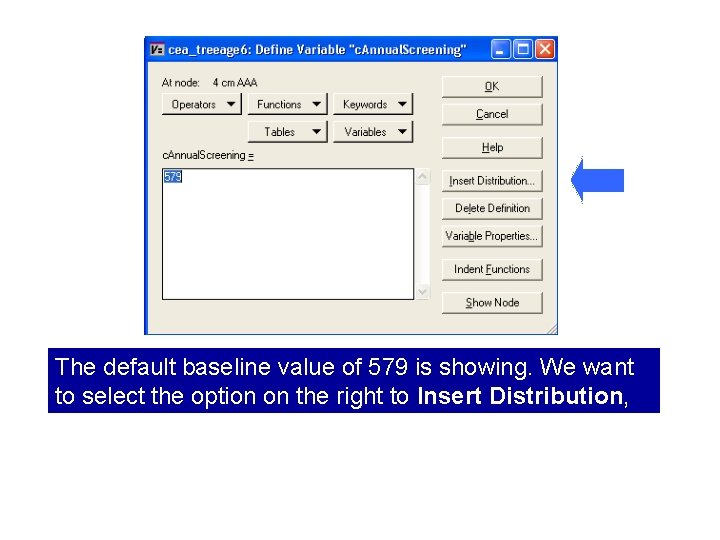 The default baseline value of 579 is showing. We want to select the option