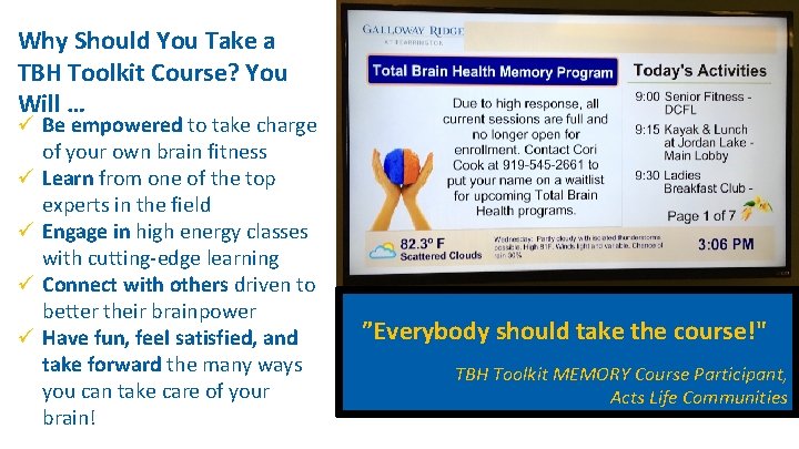 Why Should You Take a TBH Toolkit Course? You Will … ü Be empowered Why Should You Take a TBH Toolkit Course? You Will … ü Be empowered