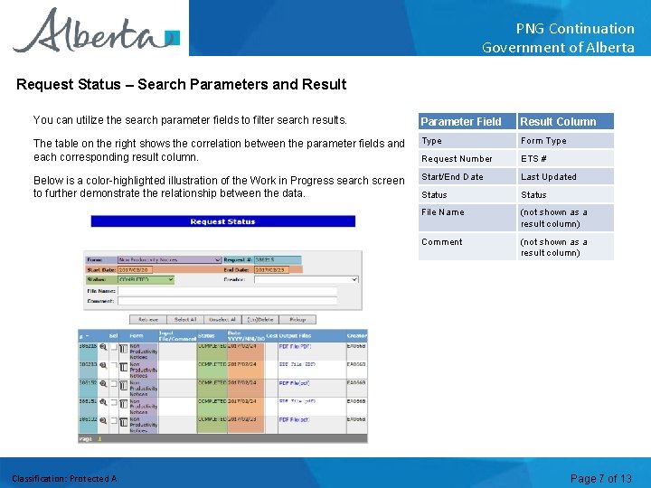 PNG Continuation Government of Alberta Request Status – Search Parameters and Result You can