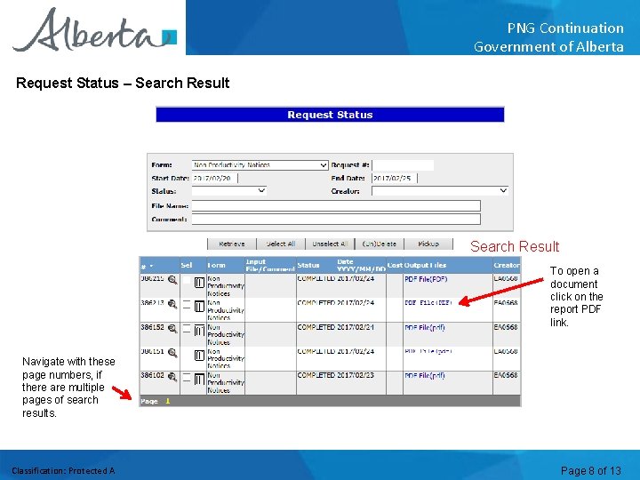PNG Continuation Government of Alberta Request Status – Search Result To open a document