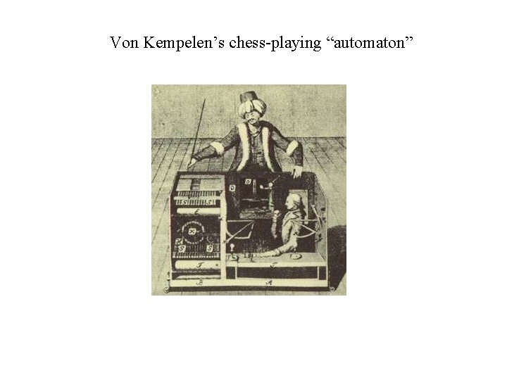 Von Kempelen’s chess-playing “automaton” 