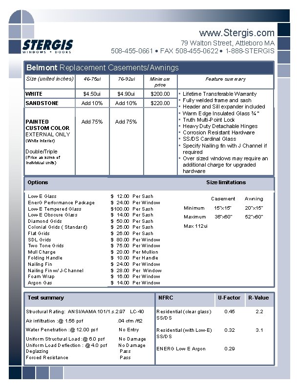 www. Stergis. com 79 Walton Street, Attleboro MA 508 -455 -0661 FAX 508 -455