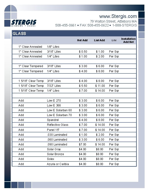 www. Stergis. com 79 Walton Street, Attleboro MA 508 -455 -0661 FAX 508 -455