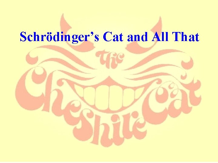 Schrödinger’s Cat and All That 