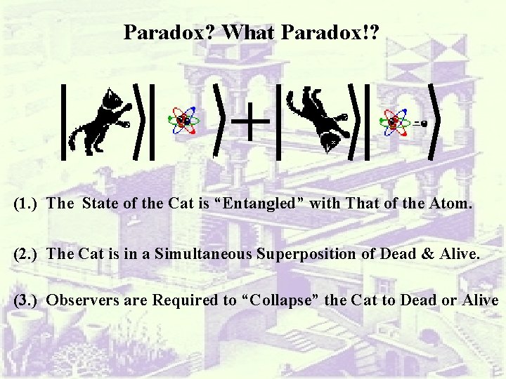 Paradox? What Paradox!? (1. ) The State of the Cat is “Entangled” with That