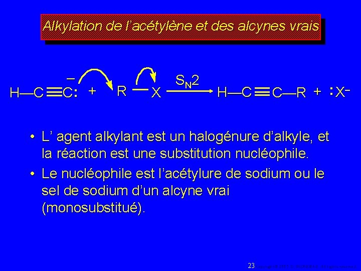 Alkylation de l’acétylène et des alcynes vrais H—C – C: + R X S