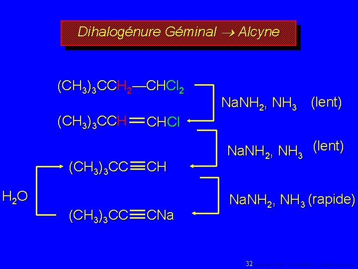 Dihalogénure Géminal ® Alcyne (CH 3)3 CCH 2—CHCl 2 (CH 3)3 CCH (CH 3)3