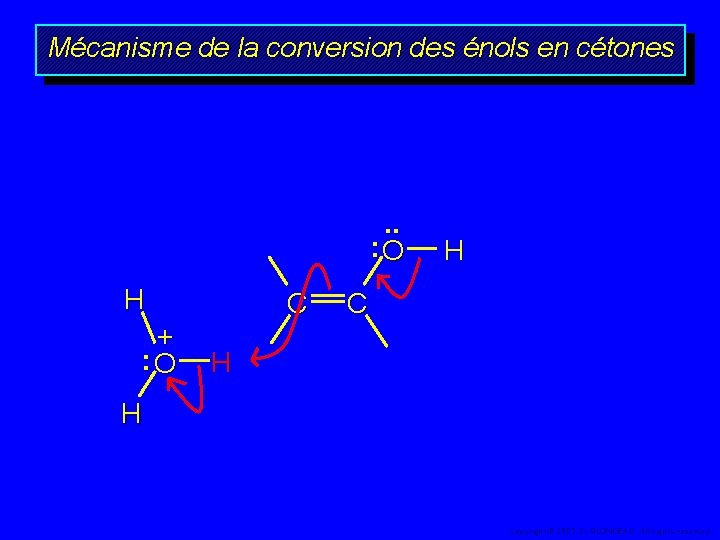Mécanisme de la conversion des énols en cétones . . : O H +
