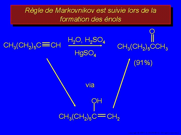 Règle de Markovnikov est suivie lors de la formation des énols O CH 3(CH