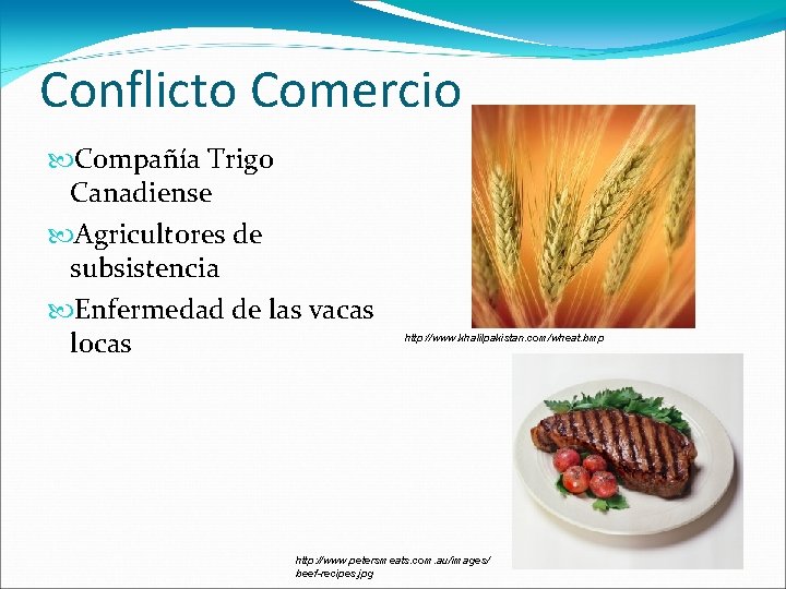 Conflicto Comercio Compañía Trigo Canadiense Agricultores de subsistencia Enfermedad de las vacas locas http: