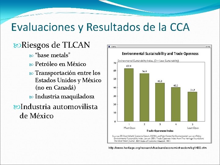 Evaluaciones y Resultados de la CCA Riesgos de TLCAN “base metals” Petróleo en México