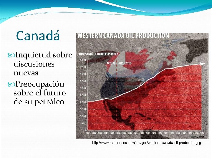 Canadá Inquietud sobre discusiones nuevas Preocupación sobre el futuro de su petróleo http: //www.