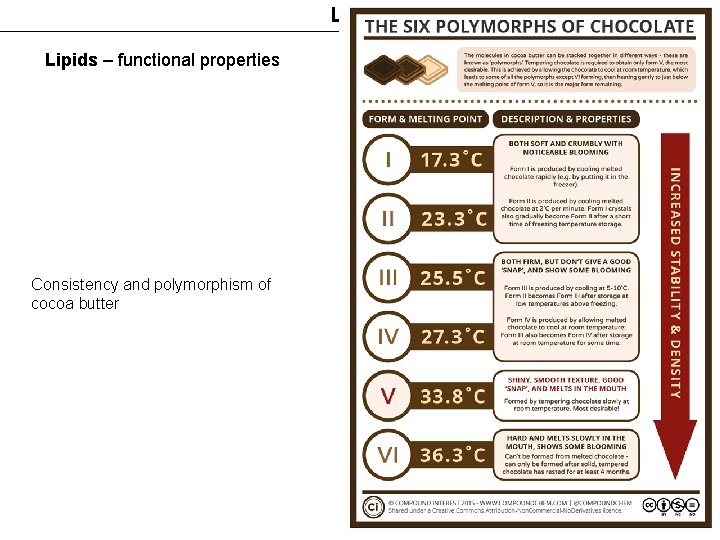 Lipids – functional properties Consistency and polymorphism of cocoa butter 18 