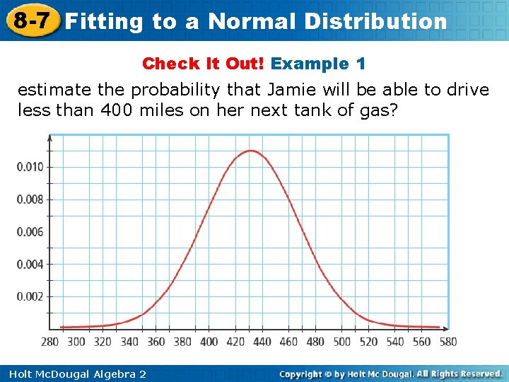 8 -7 Fitting to a Normal Distribution Check It Out! Example 1 estimate the