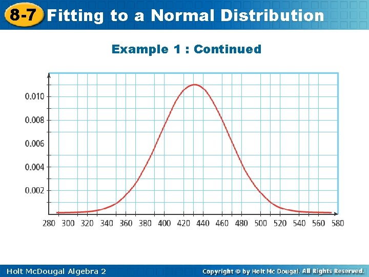8 -7 Fitting to a Normal Distribution Example 1 : Continued Holt Mc. Dougal