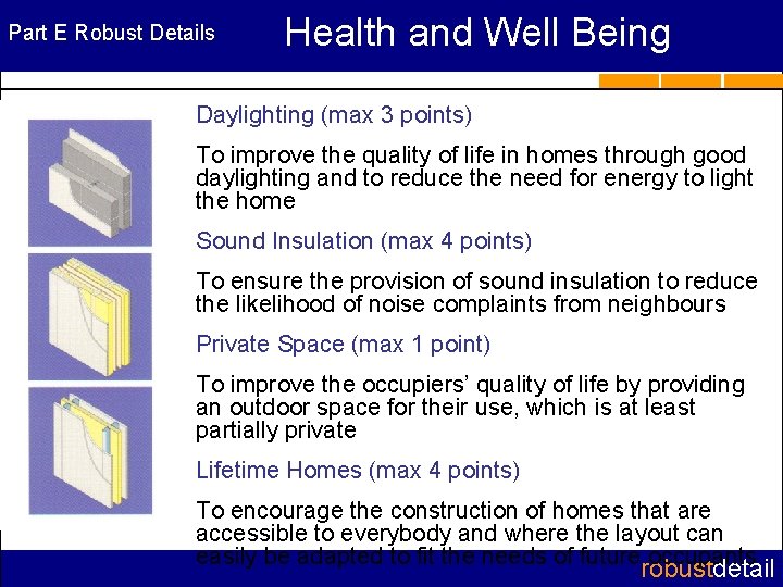 Part E Robust Details Health and Well Being Daylighting (max 3 points) To improve