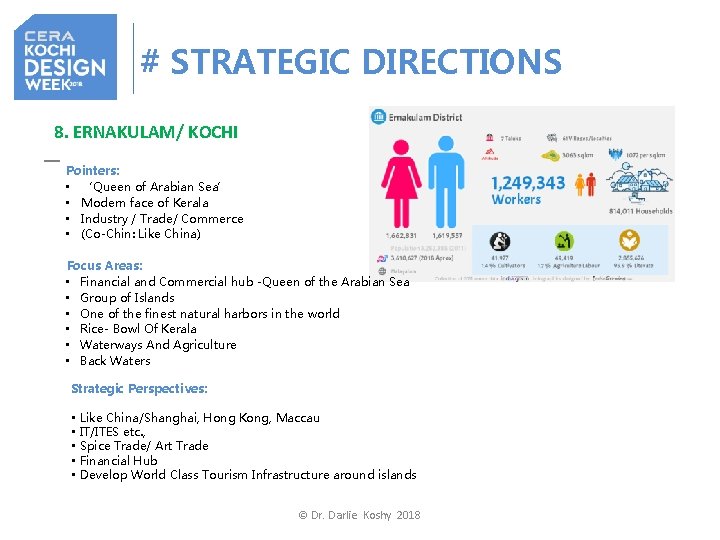 # STRATEGIC DIRECTIONS 8. ERNAKULAM/ KOCHI Pointers: • ‘Queen of Arabian Sea’ • Modern