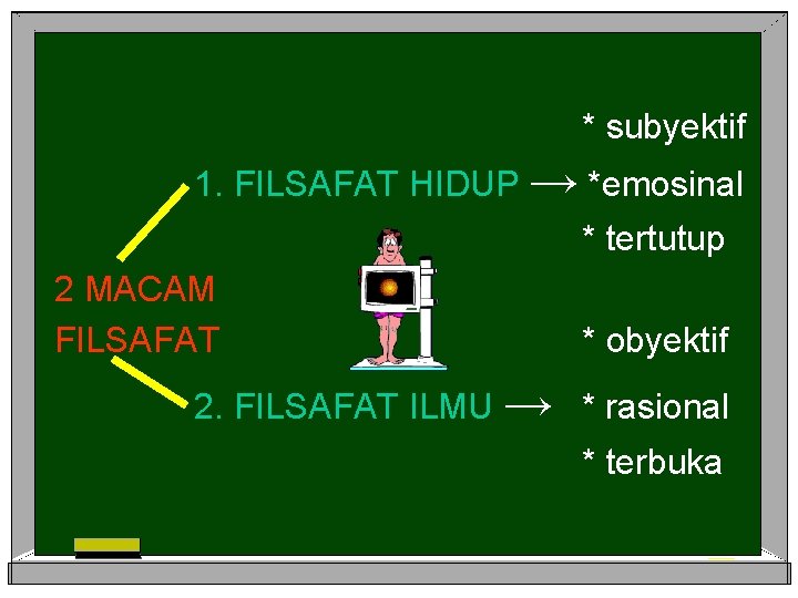 * subyektif 1. FILSAFAT HIDUP → *emosinal * tertutup 2 MACAM FILSAFAT * obyektif