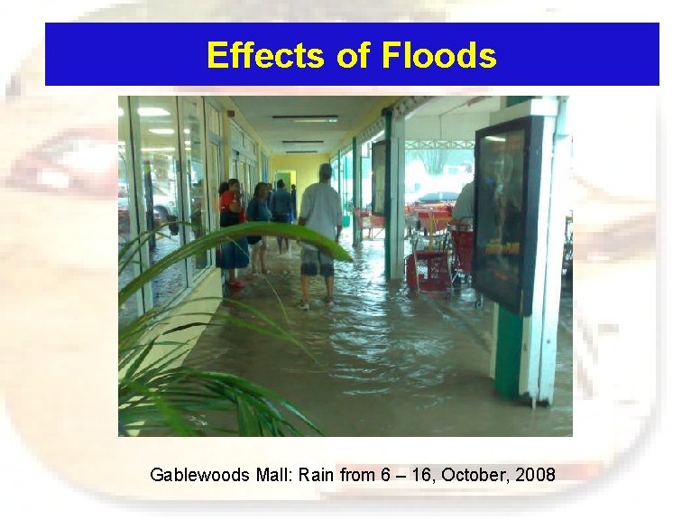 Effects of Floods Gablewoods Mall: Rain from 6 – 16, October, 2008 