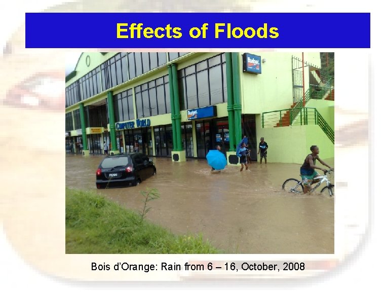 Effects of Floods Bois d’Orange: Rain from 6 – 16, October, 2008 