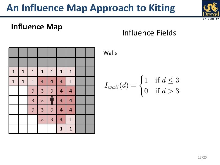 An Influence Map Approach to Kiting Influence Map Influence Fields Walls 1 1 1