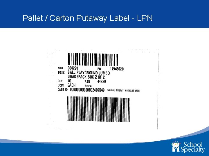 Pallet / Carton Putaway Label - LPN 