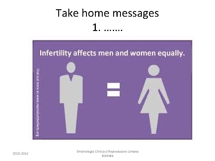Take home messages 1. ……. 2015 -2016 Embriologie Clinica si Reproducere Umana Asistata 