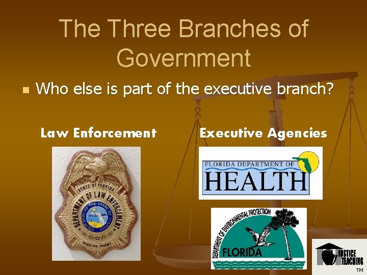 The Three Branches of Government n Who else is part of the executive branch?