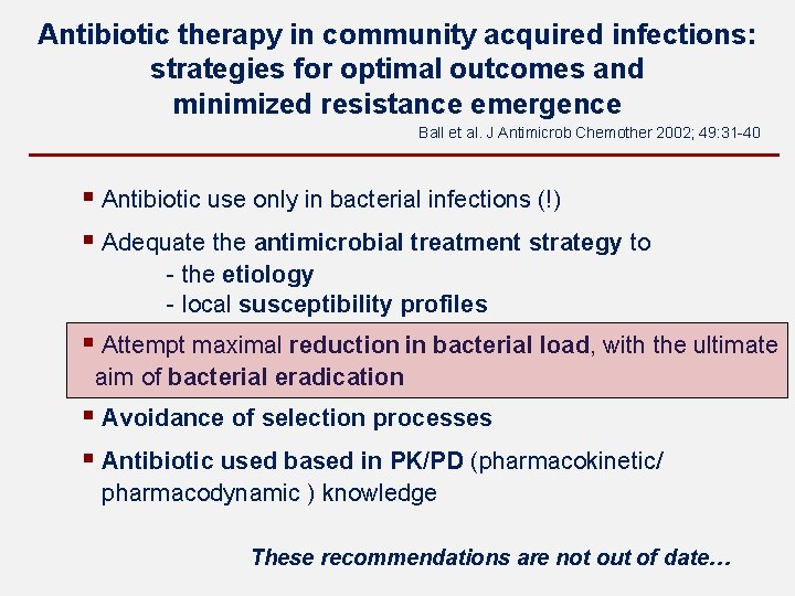 Antibiotic therapy in community acquired infections: strategies for optimal outcomes and minimized resistance emergence