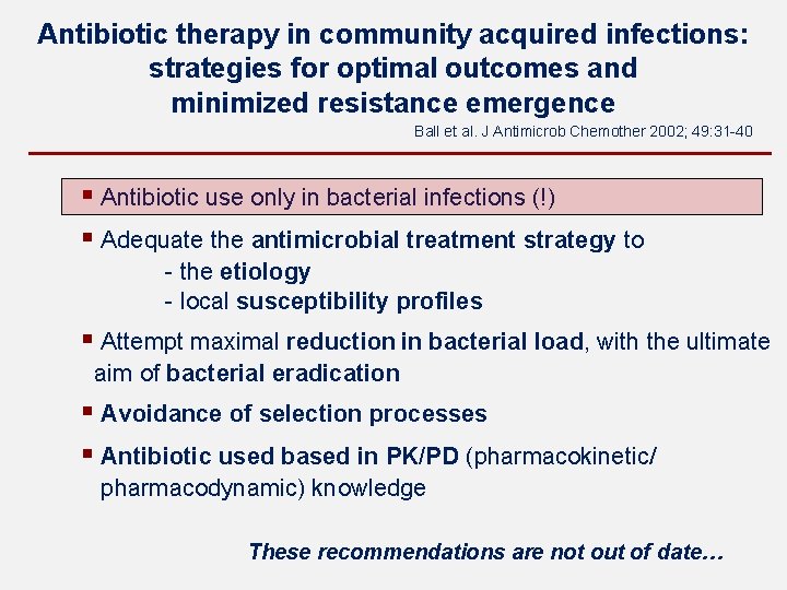 Antibiotic therapy in community acquired infections: strategies for optimal outcomes and minimized resistance emergence