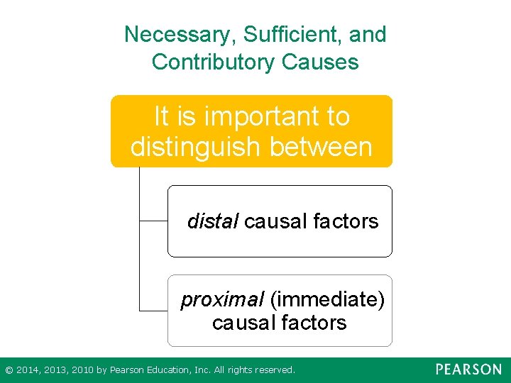 Necessary, Sufficient, and Contributory Causes It is important to distinguish between distal causal factors